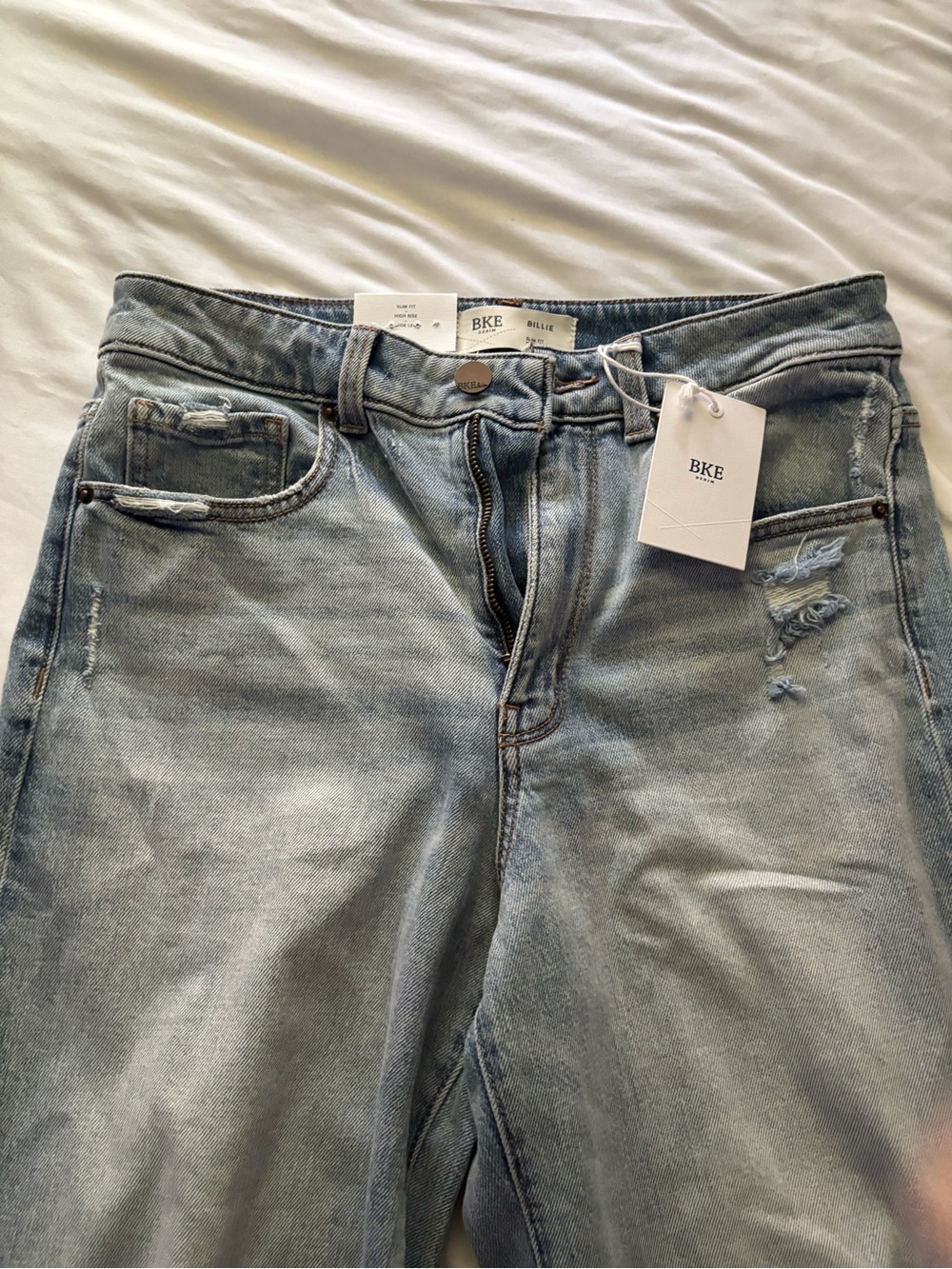 BKE Wide-Leg Distressed Jeans - Light Blue - Picture 3 of 6